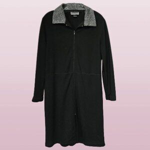 Indications Black w/White Flecked Collar Long-Sleeve Dress - L